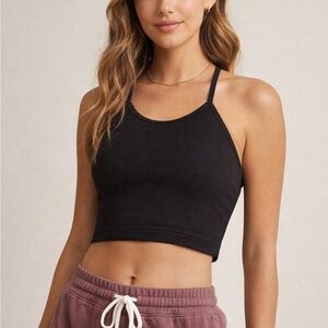 Free People FP Movement Ribbed Racerback Sports Bra Crop Tank Black M/L